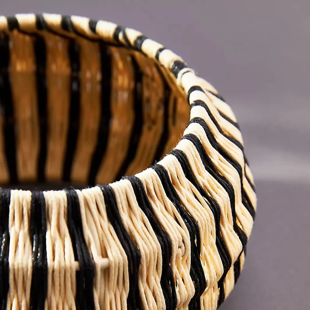 Anthropologie Rosamund Woven Bangle - Cream and Black Stripe